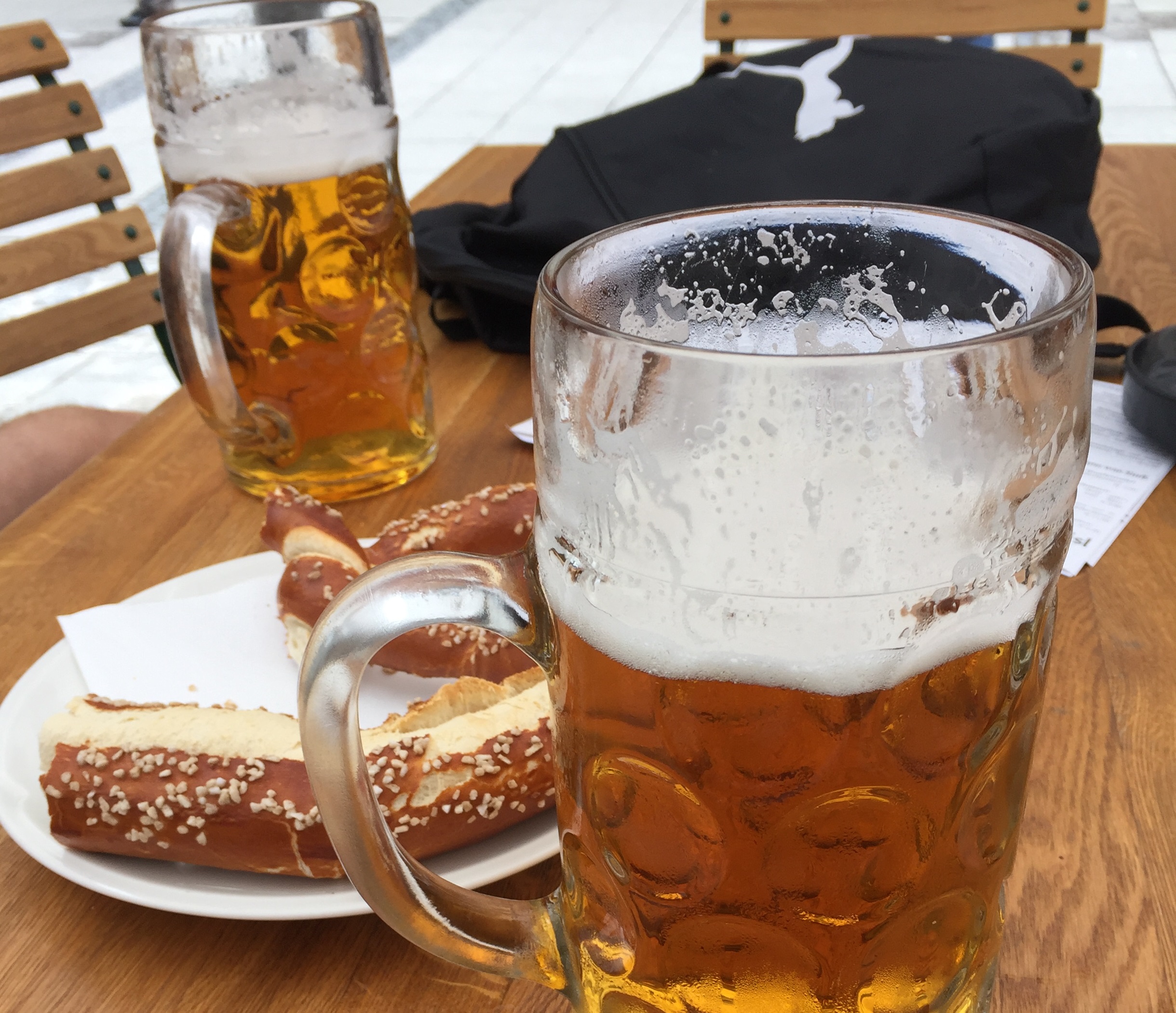 Beer steins and pretzels at Oktoberfest 2016 in Munich